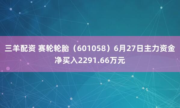 三羊配资 赛轮轮胎(601058)6月27日主力资金净买入2291.66万元